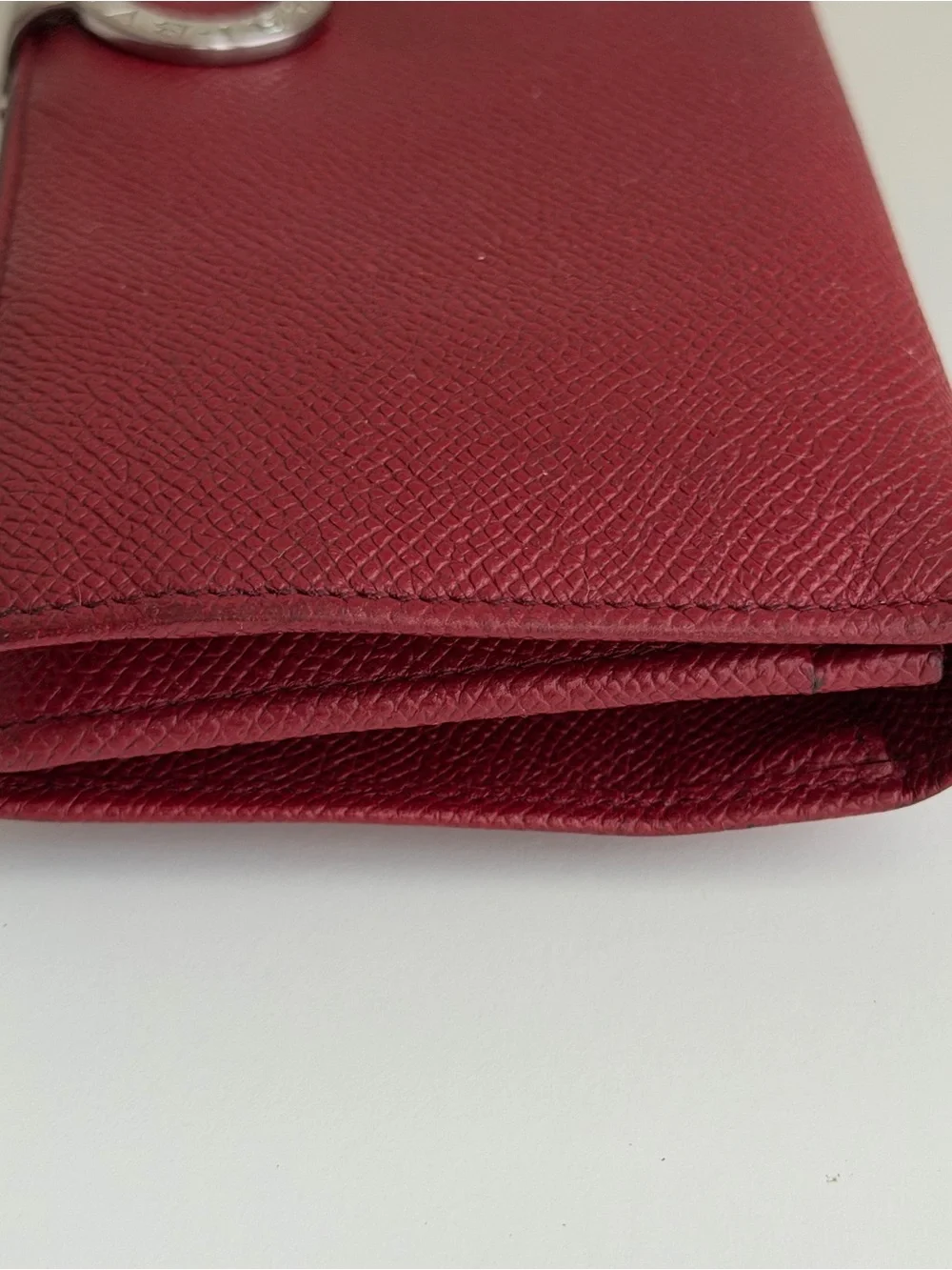 Authentic Bvlgari Clip Red Leather Long Wallet